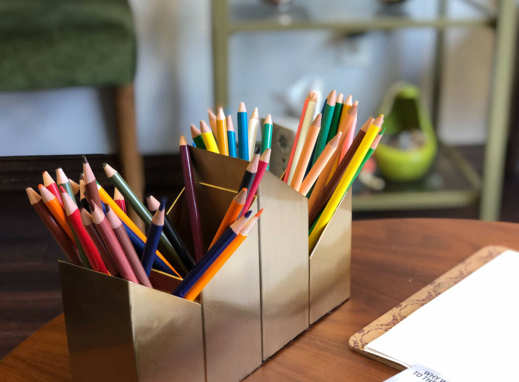 pencils on a desk